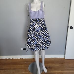 Moschino Jeans Balloon Skirt Mixed Print Dress, GUC, Size 2